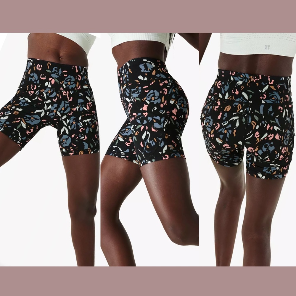 NWT‎ Sweaty Betty [ XXS ] Power High Waist Pocket Bike Shorts Blue Pop